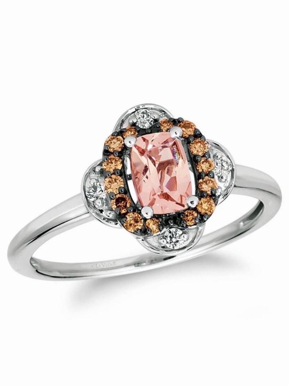 Le Vian 14K White Gold Natural Morganite & Diamond VS/G Ring Sz5 NWT